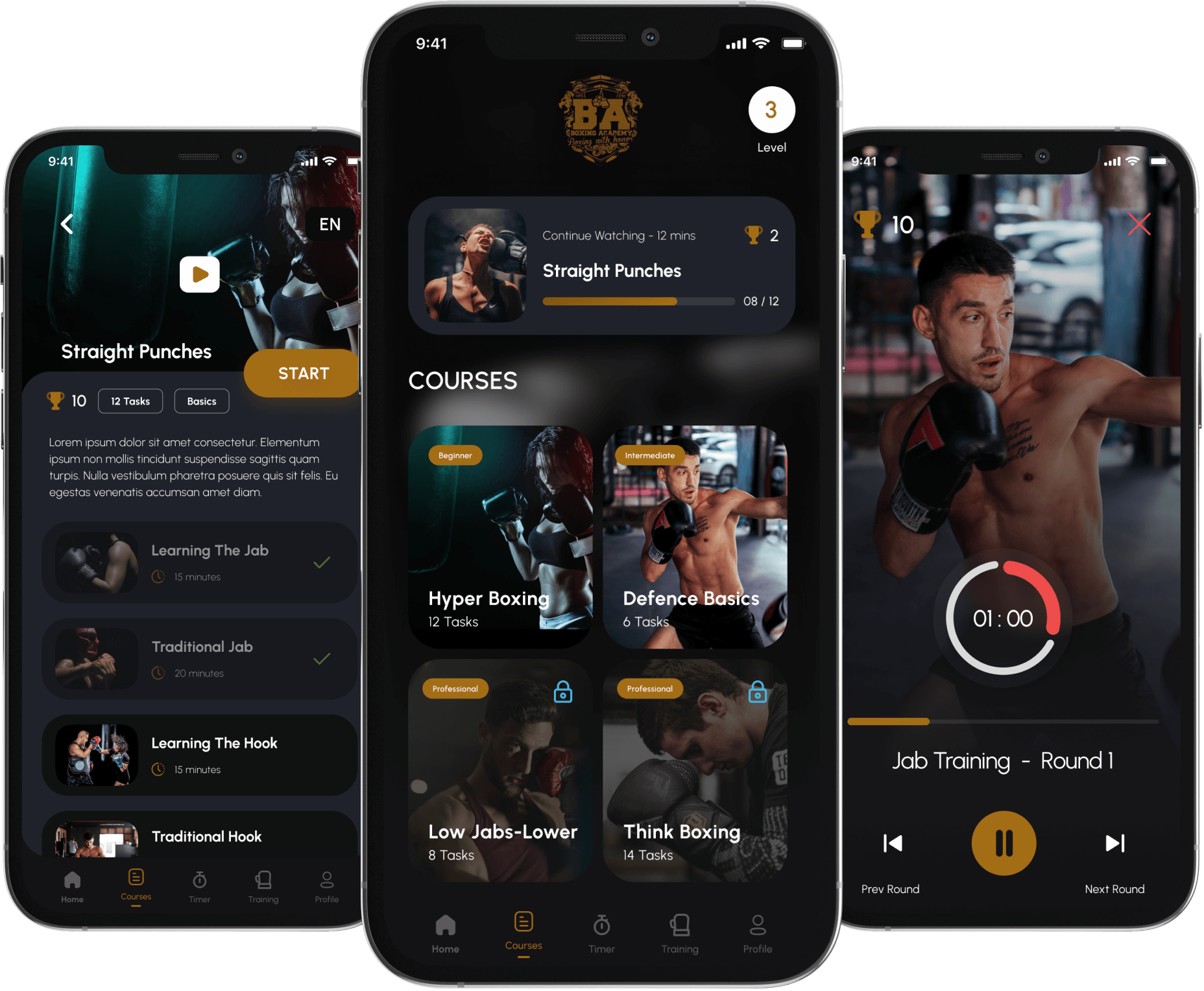 Screens of World Boxing Family Mobile App